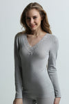Palm's Ladies Brushed Thermal Long Sleeve Top, Grey